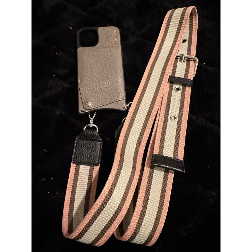 Bandolier iPhone 11 Haley wallet case &
Thick webbing & leather red skye strap